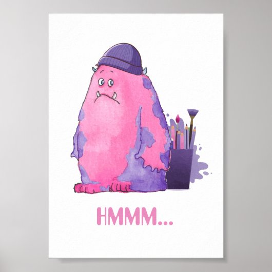 Niedliches Monster lila Künstler, Sondertext Poster (Vorne)