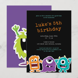 Niedliches Monster-Mash-Kindergeburtstag-Party Einladung