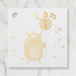 Niedliches Monster mit Balloon Birthday Sq Geschenkanhänger