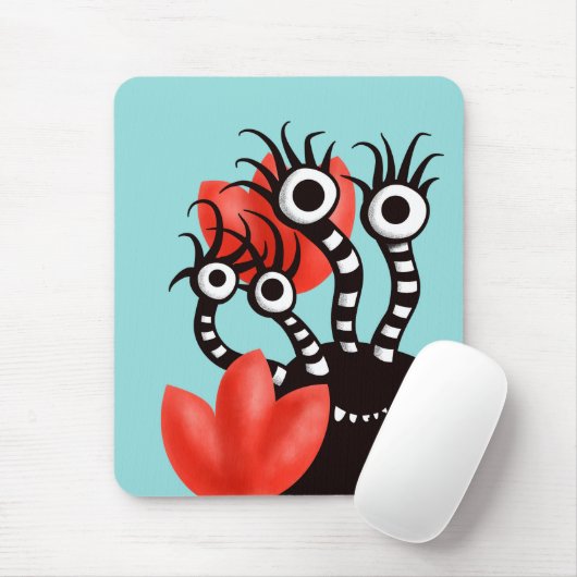 Niedliches Monster mit vier Augen Abstrakten Tulis Mousepad (Mit Mouse)