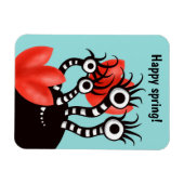 Niedliches Monster mit vier Augen Abstrakten Tulpe Magnet (Horizontal)
