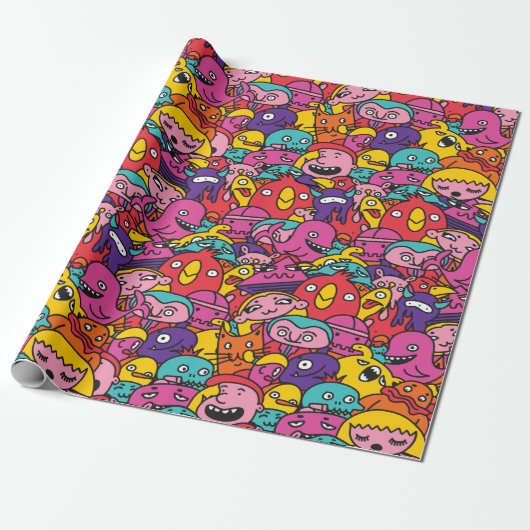 Niedliches Monster-Musterpapier Geschenkpapier (Ungerollt)