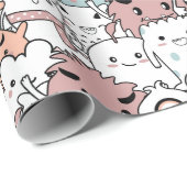 Niedliches Monster-Musterpapier Geschenkpapier (Rolleneckpunkt)