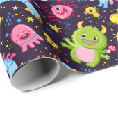 Niedliches Monster-Musterpapier Geschenkpapier (Rolleneckpunkt)
