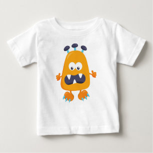 Niedliches Monster, orangefarbenes Monster, Hörner Baby T-shirt