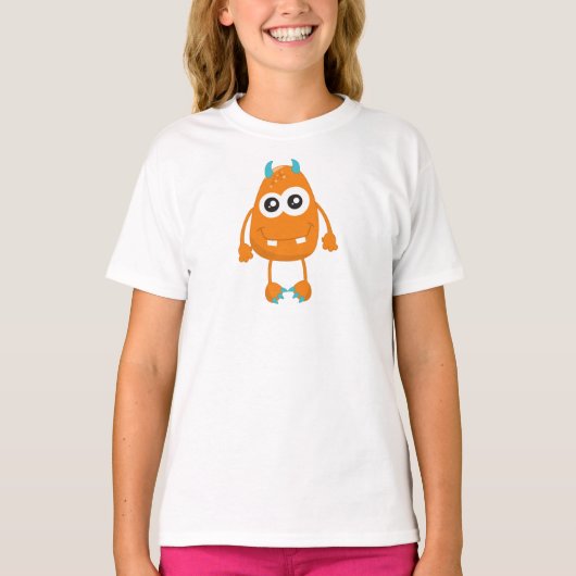 Niedliches Monster, orangefarbenes Monster, lustig T-Shirt (Vorderseite)