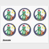 Niedliches Monster, Retro-Fuchs Frohes Neues Jahr Runder Aufkleber (Blatt)