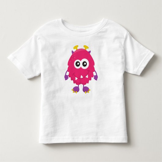 Niedliches Monster, rosa Monster, Hörner, lustiges Kleinkind T-shirt (Vorderseite)