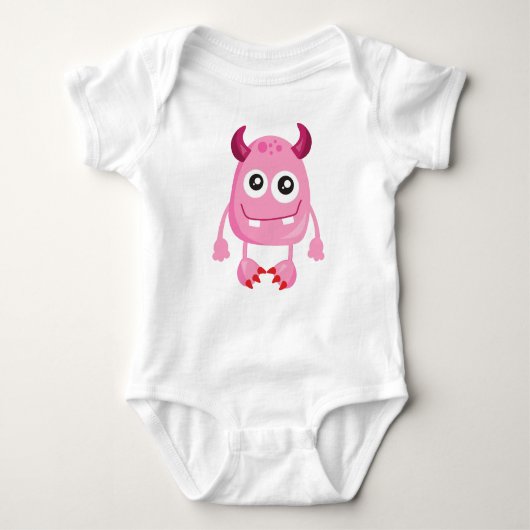 Niedliches Monster, rosa Monster, Witziges Monster Baby Strampler (Vorderseite)
