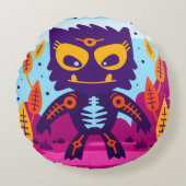 Niedliches Monster Rundes Kissen (Vorderseite)