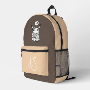 Niedliches Monster Schokoladenbraun Monogramm mini Bedruckter Rucksack