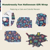 Niedliches Monster, Spaß und farbiges Halloween Geschenkpapier Set