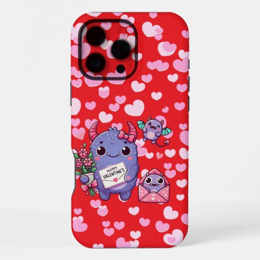 Niedliches Monster Valentinstag iPhone Hülle (Rückseite)
