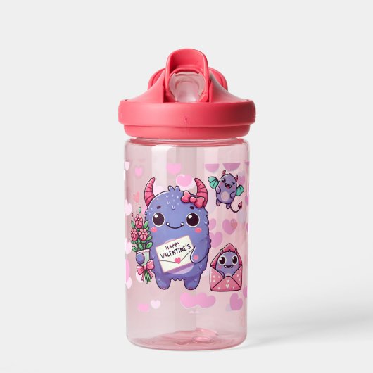 Niedliches Monster Valentinstag Trinkflasche (Vorne)