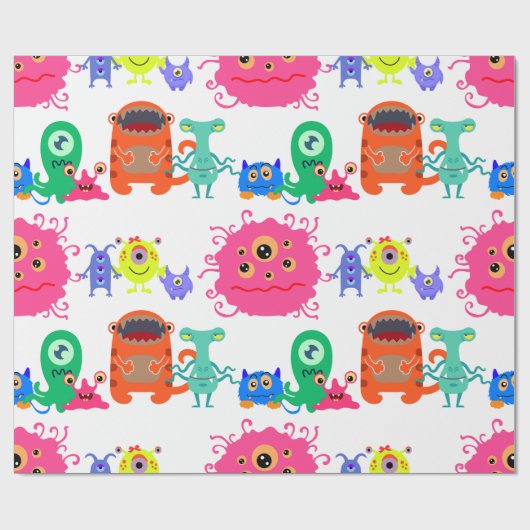 Niedliches Monster-Wrapper Geschenkpapier (Flach)