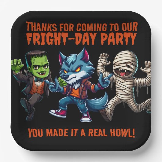 Niedliches Monsterrific Fright Day Halloween-Party Pappteller (Vorderseite)