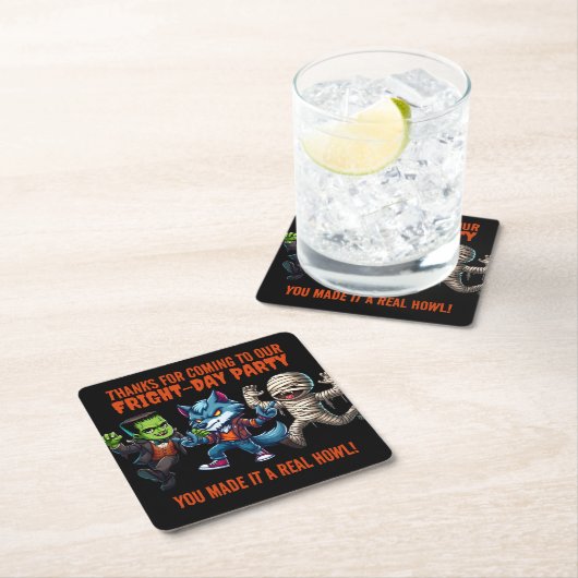 Niedliches Monsterrific Fright Day Halloween-Party Rechteckiger Pappuntersetzer (Vor Ort)