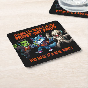 Niedliches Monsterrific Fright Day Halloween-Party Rechteckiger Pappuntersetzer