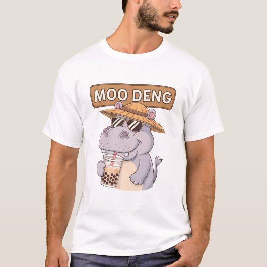 Niedliches Moo-Deng-Design für Pygmäen-Hippo T-Shirt (Vorderseite)