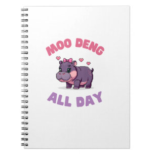 Niedliches MOO DENG GANZEN TAG Gamer Girl Animal L Notizblock