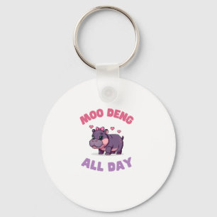 Niedliches MOO DENG GANZEN TAG Gamer Girl Animal L Schlüsselanhänger