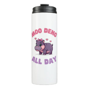 Niedliches MOO DENG GANZEN TAG Gamer Girl Animal L Thermosbecher
