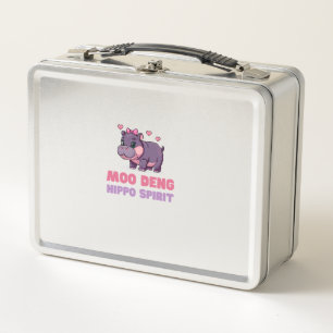 Niedliches MOO DENG HIPPO SPIRIT Pixel Tierabenteu Metall Brotdose