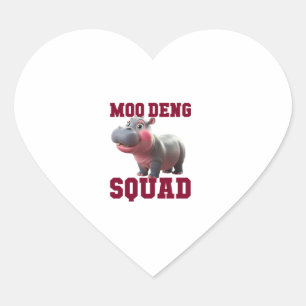 Niedliches MOO DENG SQUAD Baby Hippo Team Cheer Gi Herz-Aufkleber