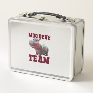 Niedliches MOO DENG TEAM Baby Hippo Squad Girls Be Metall Brotdose