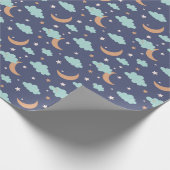 Niedliches Moon Star Cloud-Muster Geschenkpapier (Ecke)