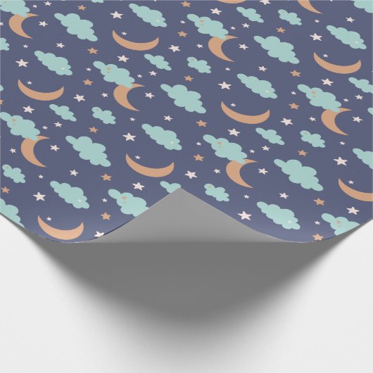 Niedliches Moon Star Cloud-Muster Geschenkpapier (Ecke)
