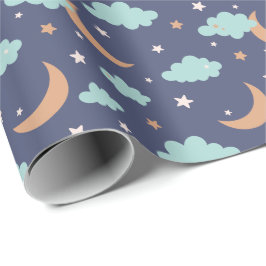 Niedliches Moon Star Cloud-Muster Geschenkpapier