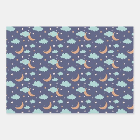 Niedliches Moon Star Cloud-Muster Geschenkpapier Set (Vorderseite 3)