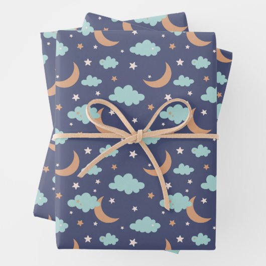Niedliches Moon Star Cloud-Muster Geschenkpapier Set (Beispiel)