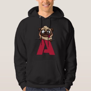 Niedliches Mops-Alphabet, Buchstabe a, Hundealphab Hoodie