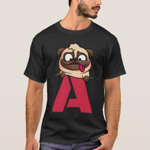Niedliches Mops-Alphabet, Buchstabe a, Hundealphab T-Shirt