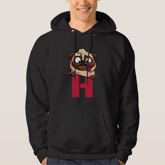 Niedliches Mops Alphabet, Buchstabe H, Hundealphab Hoodie (Vorderseite)