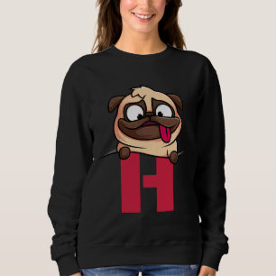 Niedliches Mops Alphabet, Buchstabe H, Hundealphab Sweatshirt