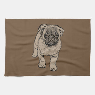 Niedliches Mops-Küchen-Tuch - Brown Handtuch