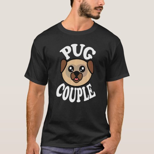 Niedliches Mops-Paar T-Shirt (Vorderseite)