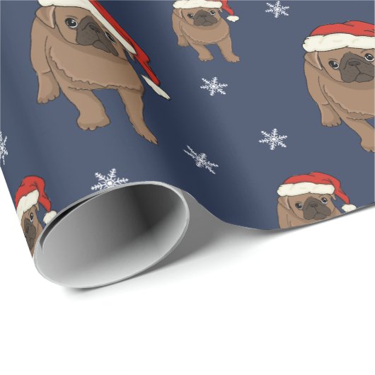 Niedliches Mops-Weihnachtsverpackungs-Papier Geschenkpapier (Rolleneckpunkt)