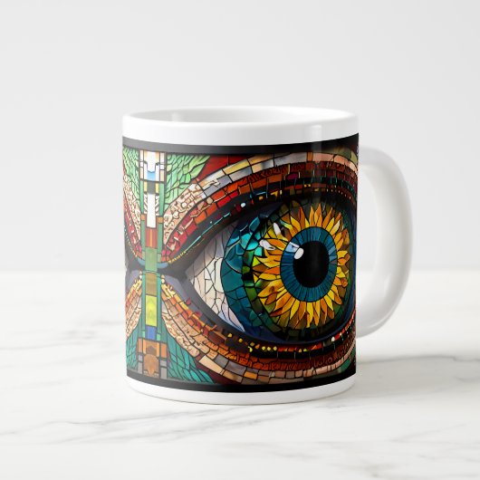 Niedliches Mosaikglas-Design Jumbo-Tasse (Vorderseite Rechts)
