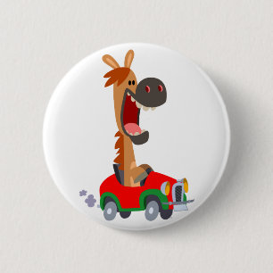 Niedliches Motorisiertes Cartoon-Pferdeknopf-Abzei Button