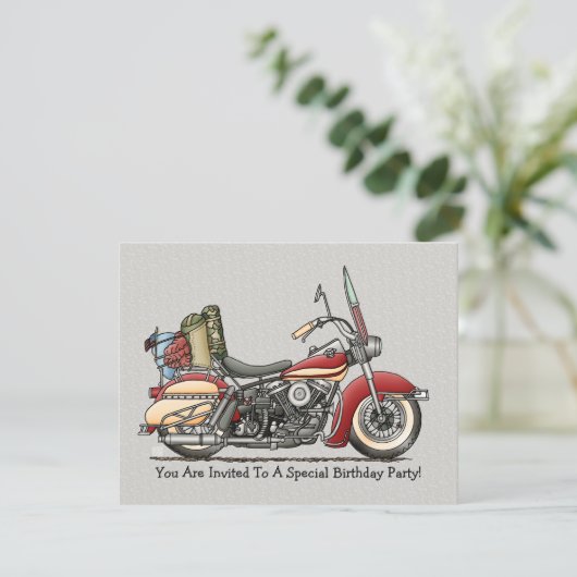 Niedliches Motorrad Einladung (Stehend Vorderseite)