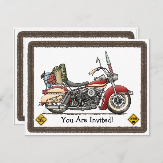 Niedliches Motorrad Einladung (Vorne/Hinten)
