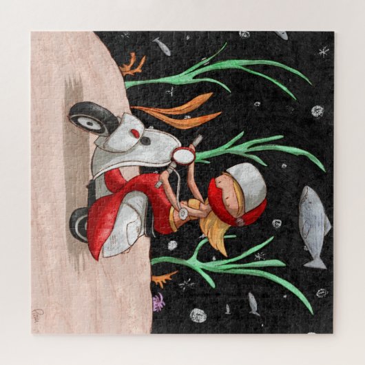 Niedliches Motorrad für Meerjungfrauen Puzzle (Horizontal)