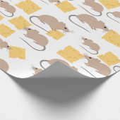 Niedliches Mouse Rodent-Essen Käsemuster Geschenkpapier (Ecke)