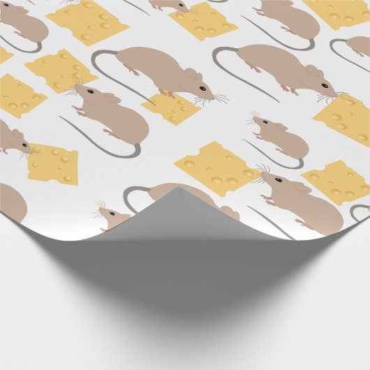 Niedliches Mouse Rodent-Essen Käsemuster Geschenkpapier (Ecke)