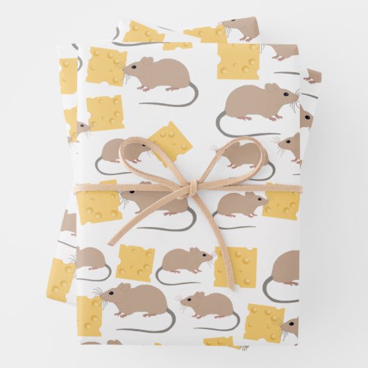 Niedliches Mouse Rodent-Essen Käsemuster Geschenkpapier Set (Beispiel)