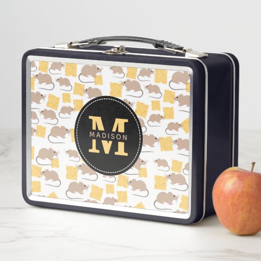 Niedliches Mouse Rodent-Essen Käsemuster Metall Brotdose (Beispiel)